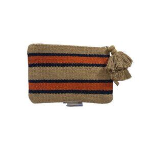 J.Jill Wristlet Clutch Multicolor Striped Handbag/ Wallet Jute Tassel